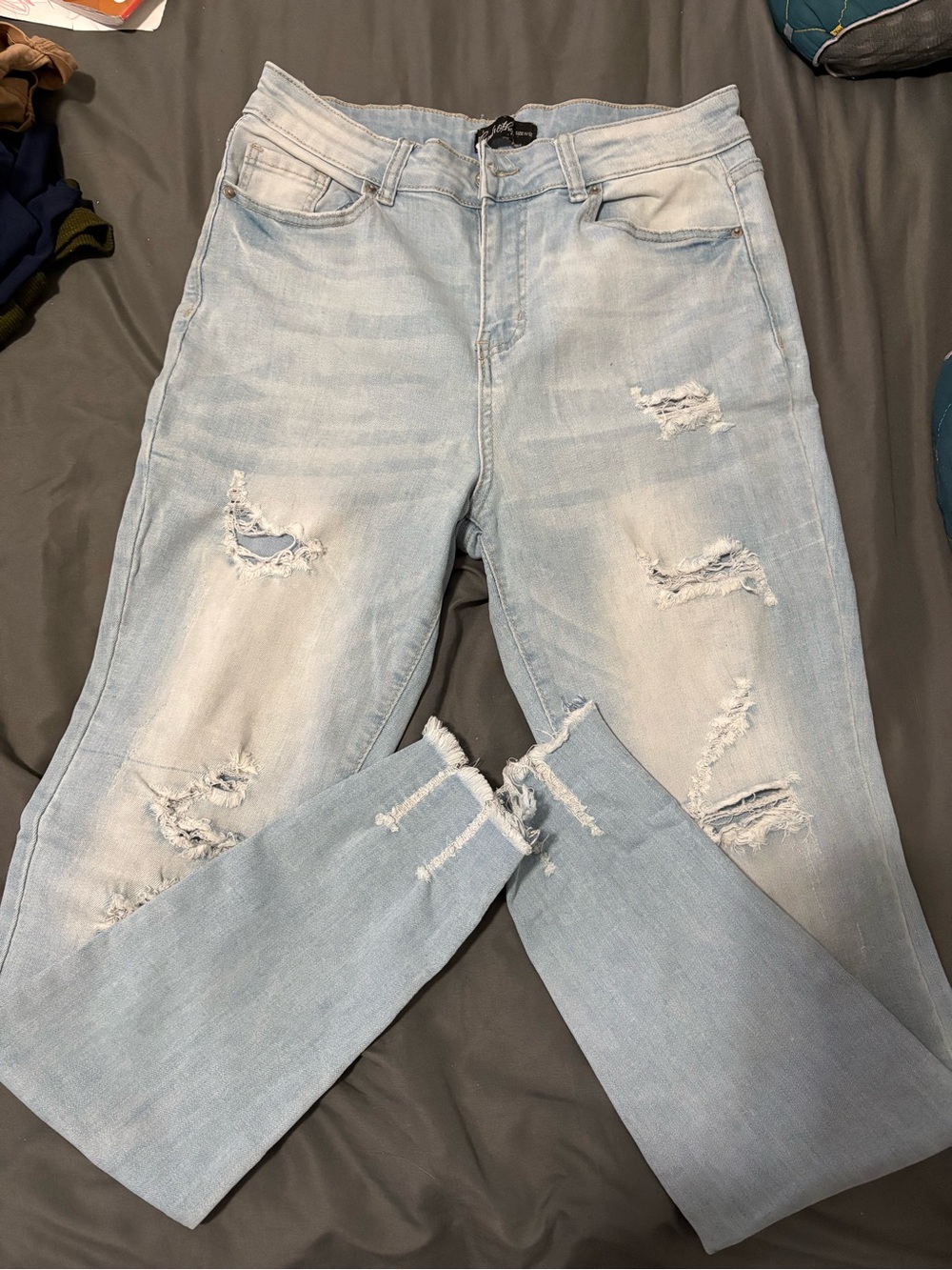 Pale Blue Ripped Skinny Jeans